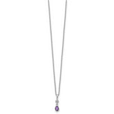 Sophia Jewelers Sterling Silver Amethyst Diamond Necklace with Extender